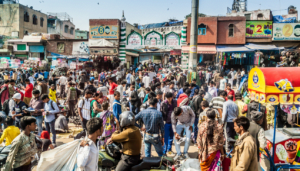 Afternoon crowd in Old Delhi India