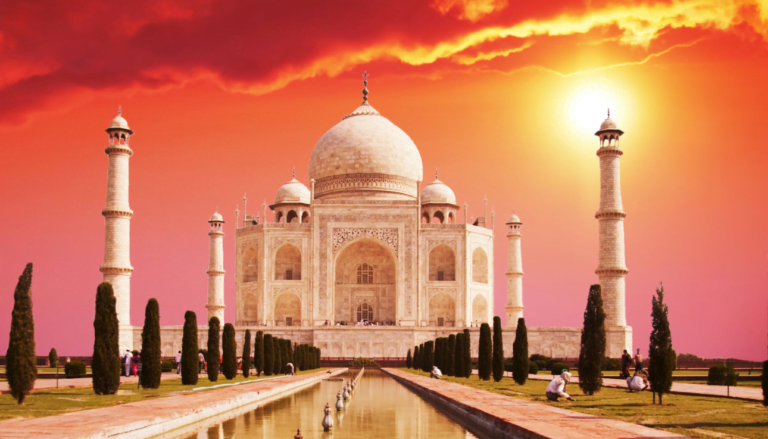 Taj Mahal at sunrise in India